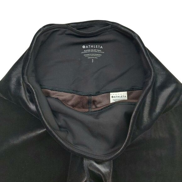 Athleta Elation Velvet Tight Womens Small Black Stretch Comfort Athleisure Gym - Picture 3 of 12